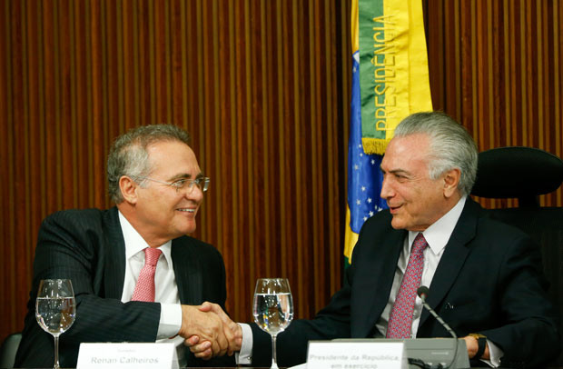 O presidente do Senado, Renan Calheiros, e o presidente da República, Michel Temer