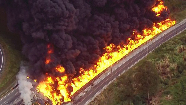 Engavetamento causa explosão e interdita trecho sul do Rodoanel 