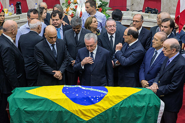 O presidente Michel Temer, durante velório do ministro Teori Zavascki