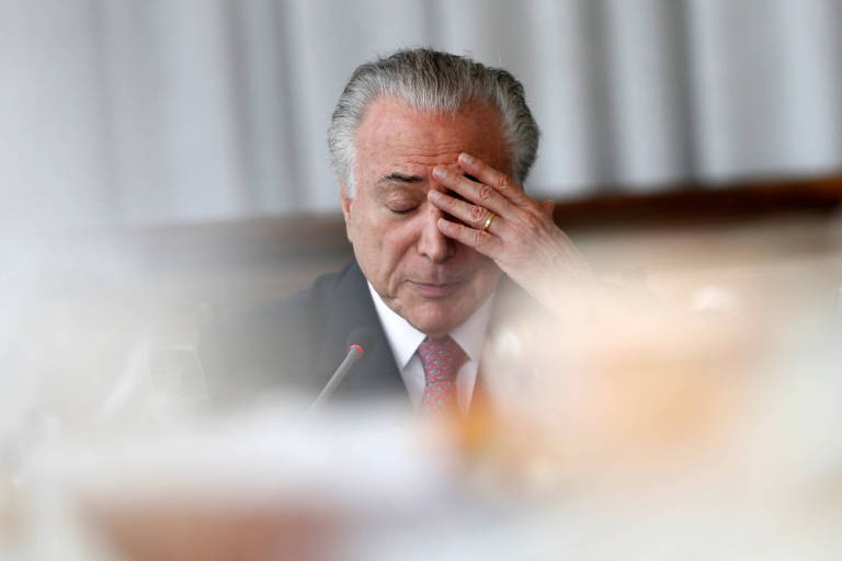 O presidente Michel Temer durante cafÃ© da manhÃ£ com jornalistas estrangeiros no PalÃ¡cio da Alvorada, em BrasÃ­lia