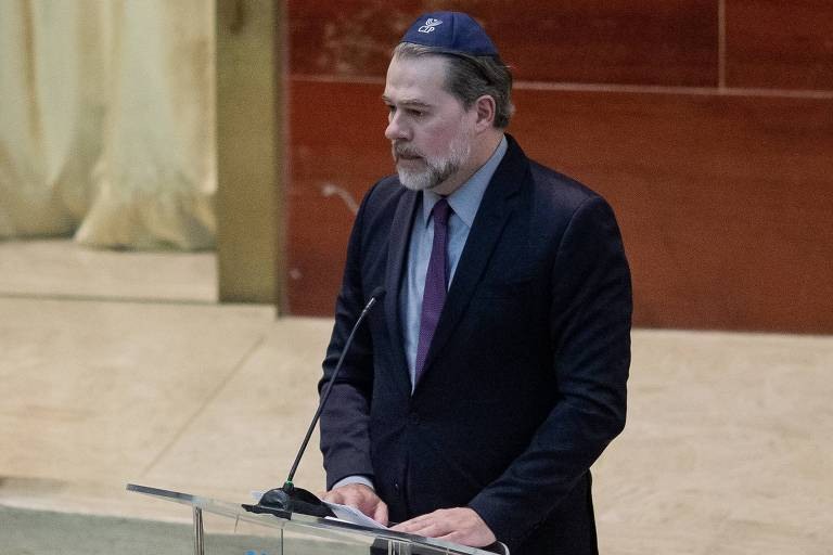 O ministro Dias Toffoli, presidente do STF, durante evento da CongregaÃ§Ã£o Israelita em SÃ£o Paulo, nesta quarta (17)