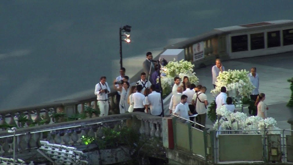 Casamento do DJ Alok com Romana Novais no Cristo Redentor â?? Foto: ReproduÃ§Ã£o/TV Globo