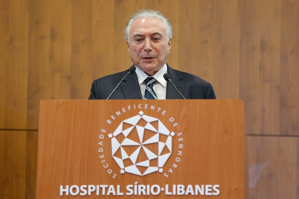 Presidente da RepÃºblica, Michel Temer, durante cerimÃ´nia no Centro de Cardiologia do Hospital SÃ­rio LibanÃªs