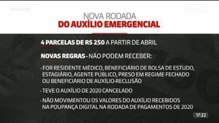 Depósitos do novo auxílio emergencial começam em abril de 2021