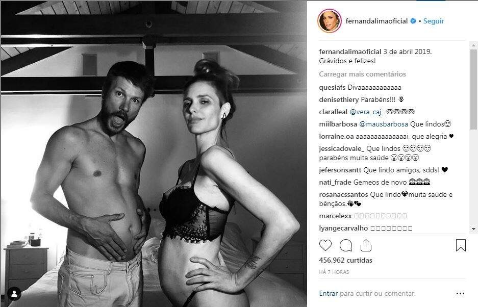 Resultado de imagem para Fernanda Lima e Rodrigo Hilbert anunciam que terÃ£o mais um filho