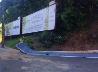 Homem é flagrado enquanto roubava lona de outdoor em avenida de Salvador