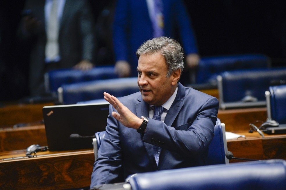 Aécio Neves no plenário do Senado no último dia 6 de dezembro (Foto: Jefferson Rudy / Agência Senado)