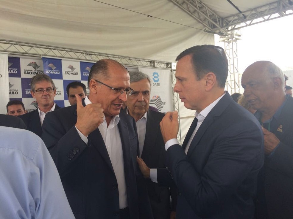 Alckmin e Doria participaram de evento de inauguração de piscinão na Zona Leste de SP (Foto: Will Soares/G1)