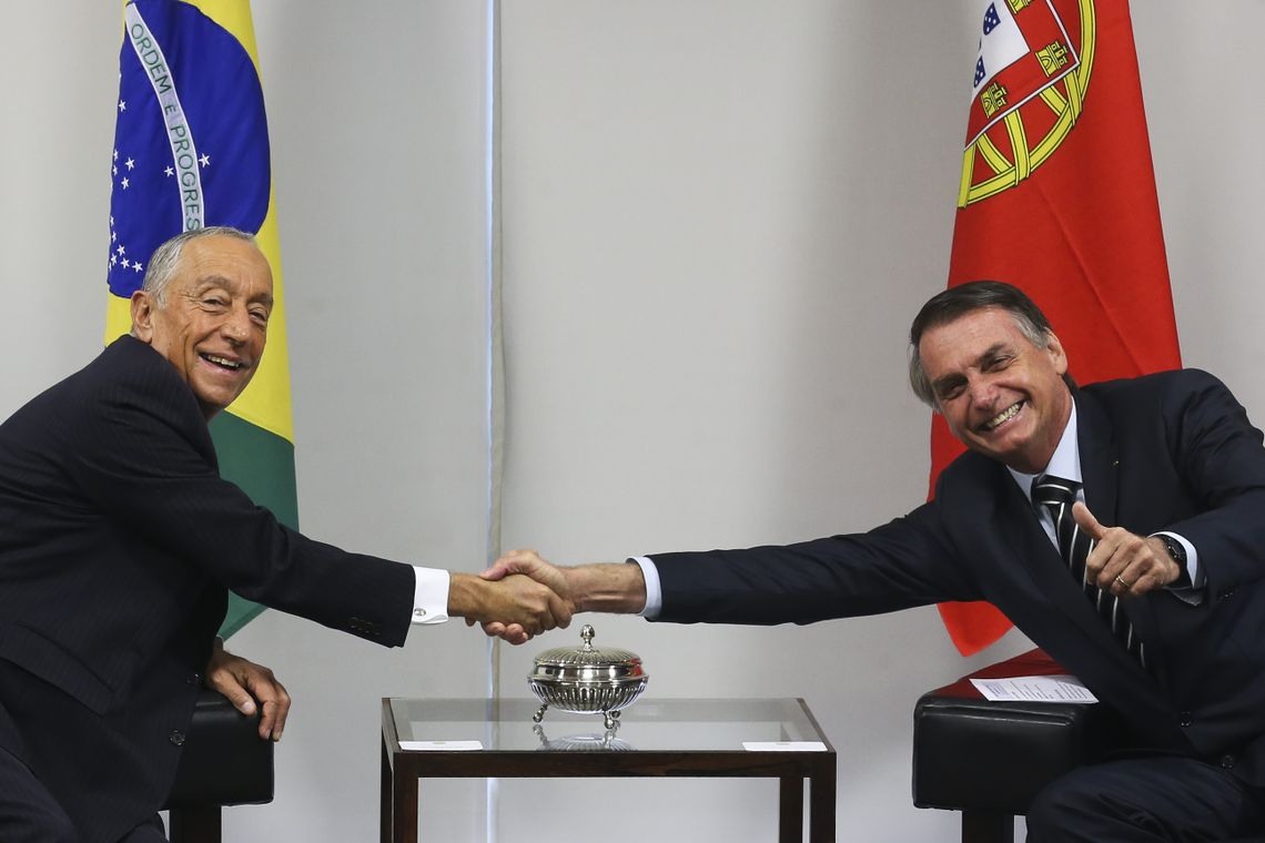 O presidente da RepÃºblica, Jair Bolsonaro, recebe o presidente de Portugal, Marcelo Rebelo de Souza, no PalÃ¡cio do Planalto, em BrasÃ­lia.