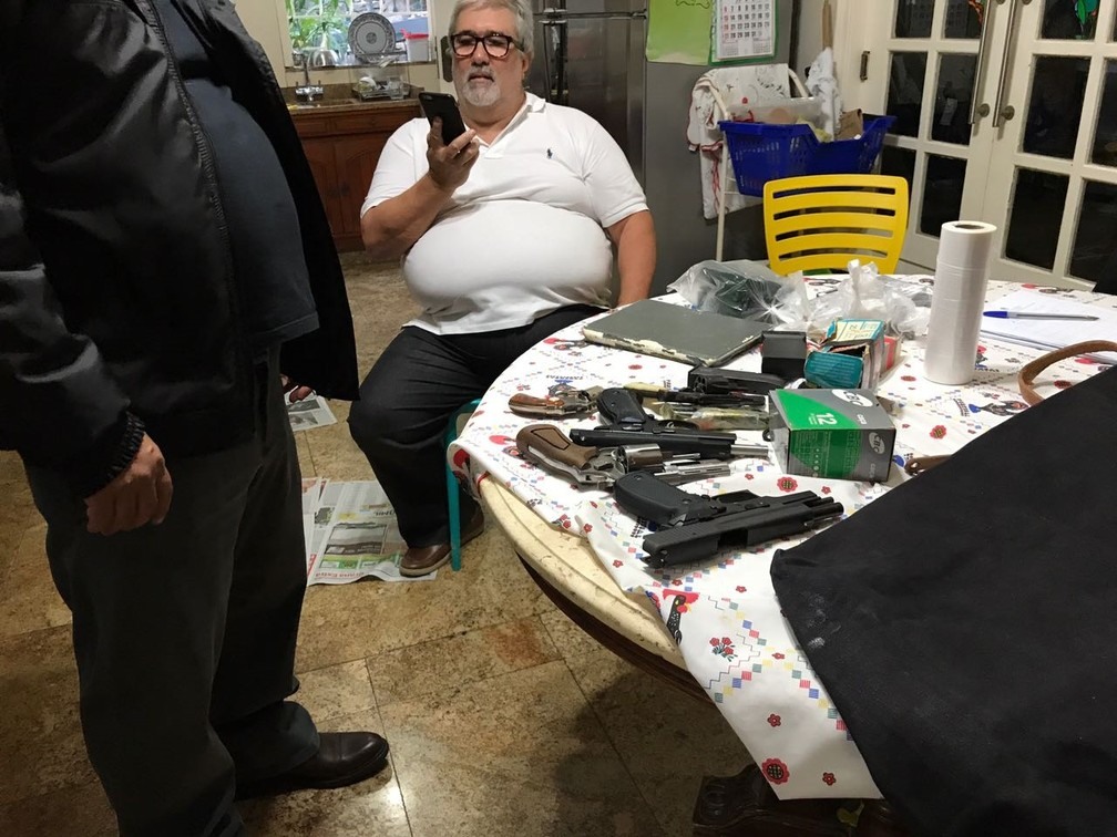 Armas apreendidas na casa de Ricardo Falcão (Foto: Reprodução)