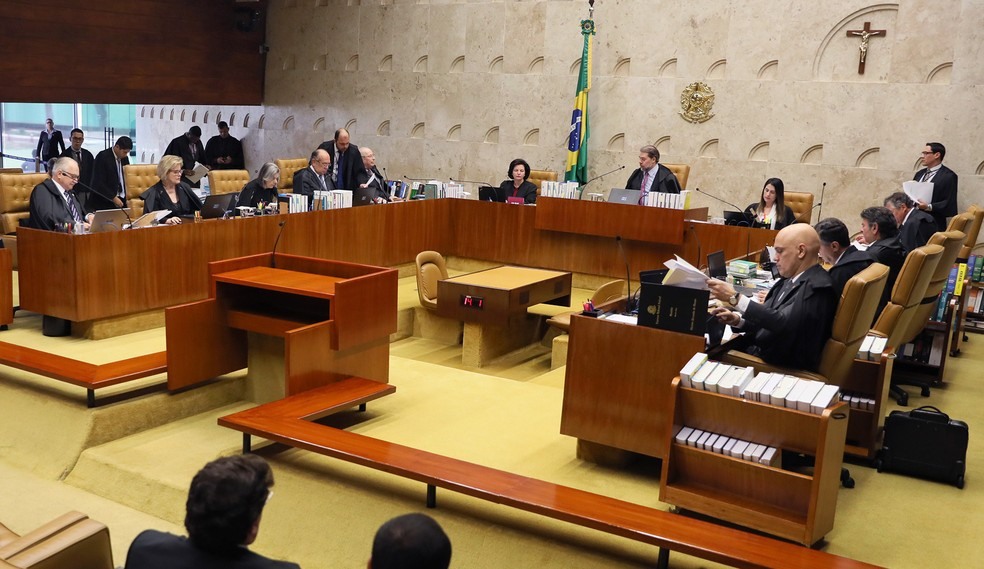 Os ministros do Supremo Tribunal Federal reunidos em plenÃ¡rio durante sessÃ£o da Corte â?? Foto: Nelson Jr./STF