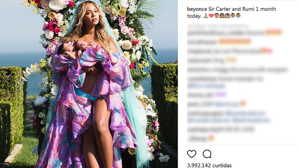 Beyoncé celebra um mês de nascimentos dos filhos (Foto: Reprodução/Instagram)