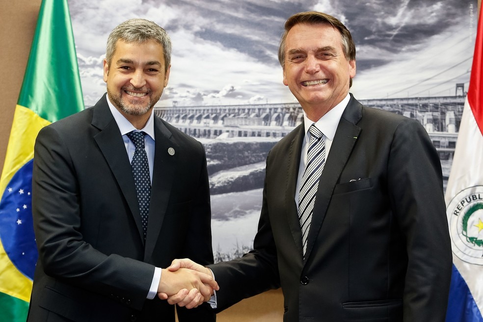 O presidente da República, Jair Bolsonaro, durante encontro com o presidente do Paraguai, Mário Abdo Benitez, em fevereiro, no Palácio do Planalto — Foto: Alan Santos/Presidência da República