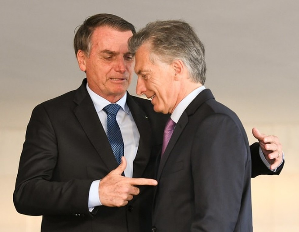 Os presidentes Jair Bolsonaro e Mauricio Macri, em BrasÃ­lia, durante encontro em janeiro deste ano â?? Foto: Arthur Max/AIG-MRE