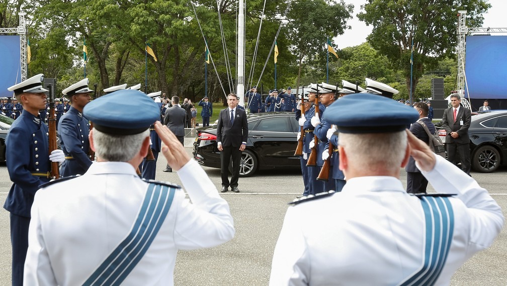 Bolsonaro participa da cerimÃ´nia de transmissÃ£o de cargo do novo comandante da FAB â?? Foto: Marcos CorrÃªa/PR