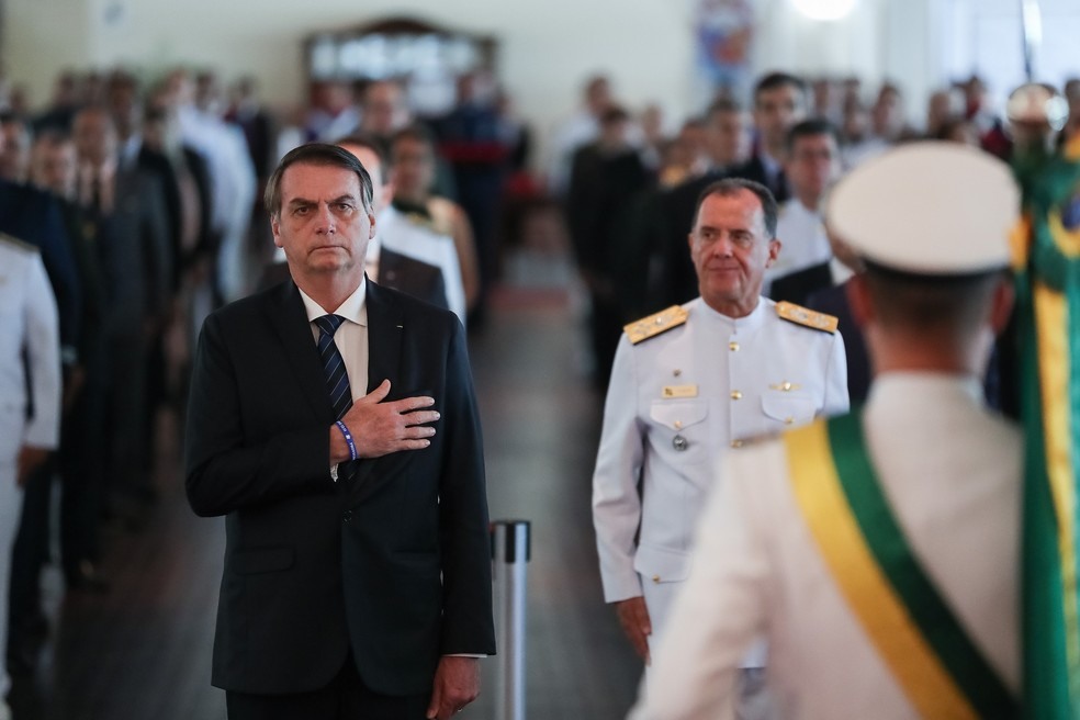 O presidente Jair Bolsonaro, nesta quinta-feira (28), durante entrega de condecoraÃ§Ãµes em solenidade comemorativa do 211Âº AniversÃ¡rio da JustiÃ§a Militar da UniÃ£o  â?? Foto:  Marcos CorrÃªa/PresidÃªncia da RepÃºblica