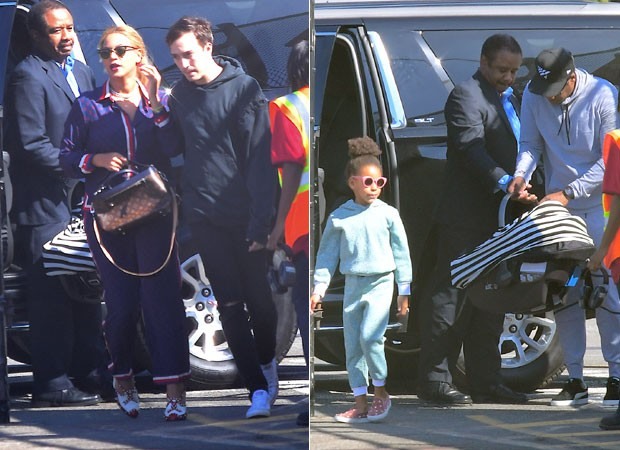 Beyoncé, Blue Ivy, Jay-Z e um dos gêmeos (Foto: The Grosby Group)