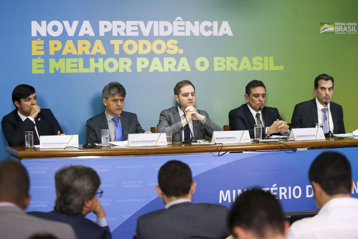 TÃ©cnicos do ministÃ©rio da Economia dÃ£o entrevista coletiva para detalhar o texto da proposta de reforma da PrevidÃªncia