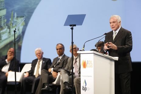 O presidente Michel Temer discursa na cerimÃ´nia de encerramento da Rio Oil and Gas 2018, no Riocentro, em JacarepaguÃ¡.