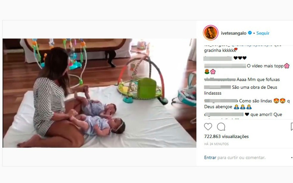 Ivete posta vÃ­deo brincando com as filhas (Foto: ReproduÃ§Ã£o/Instagram)