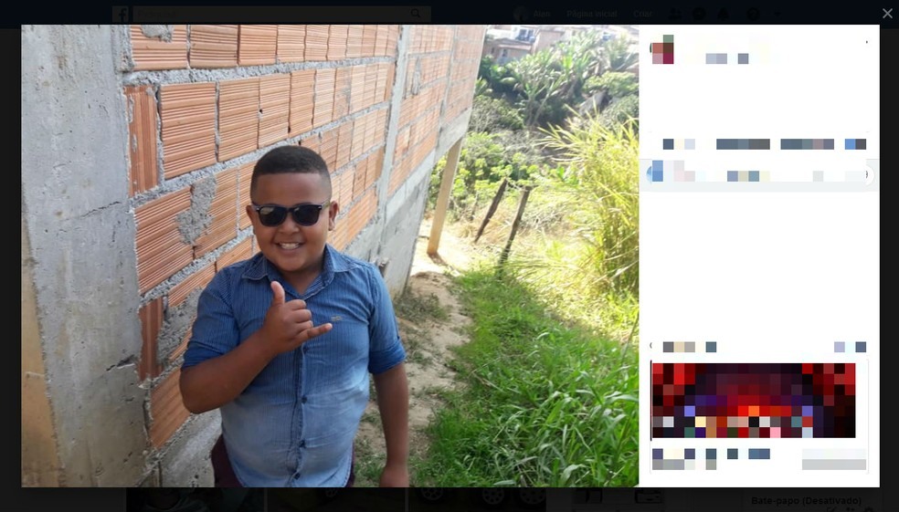 Garoto de oito anos morreu apÃ³s ser baleado em ataque a tiros contra o tio dele na Bahia â?? Foto: ReproduÃ§Ã£o/Facebook