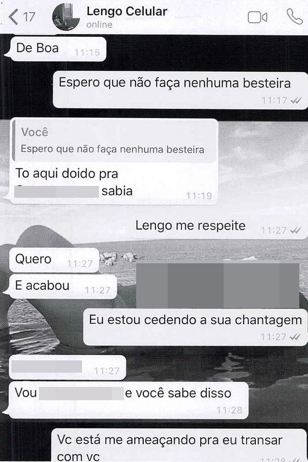 Imgens mostram conversa entre dono de loja e cliente chantageada na Bahia â?? Foto: Arquivo Pessoal