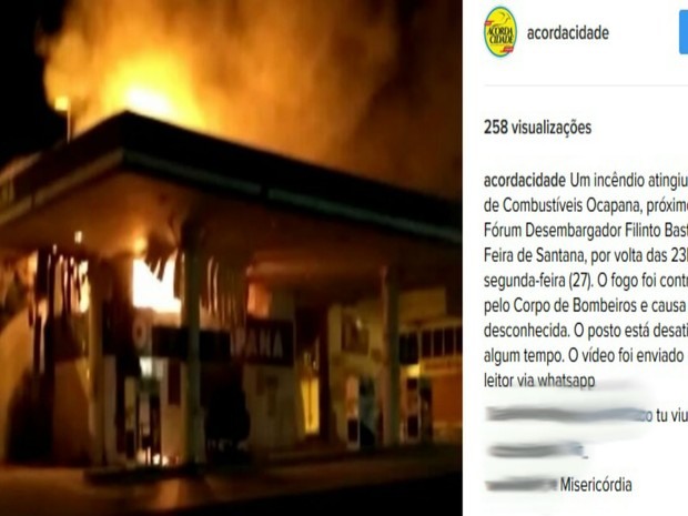 Incêndio atingiu posto de gasolina desativado em cidade da Bahia (Foto: Reprodução / Instagram)