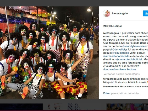 Ivete se disfarça usando fantasia e curte o carnaval de Salvador na pipoca (Foto: Reprodução/Instagram)