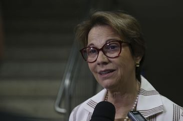 A ministra da Agricultura, PecuÃ¡ria e Abastecimento, Tereza Cristina, acompanhada do secretÃ¡rio-executivo, Marcos Montes, abre a ReuniÃ£o de Vice-Ministros de Agricultura do Brics