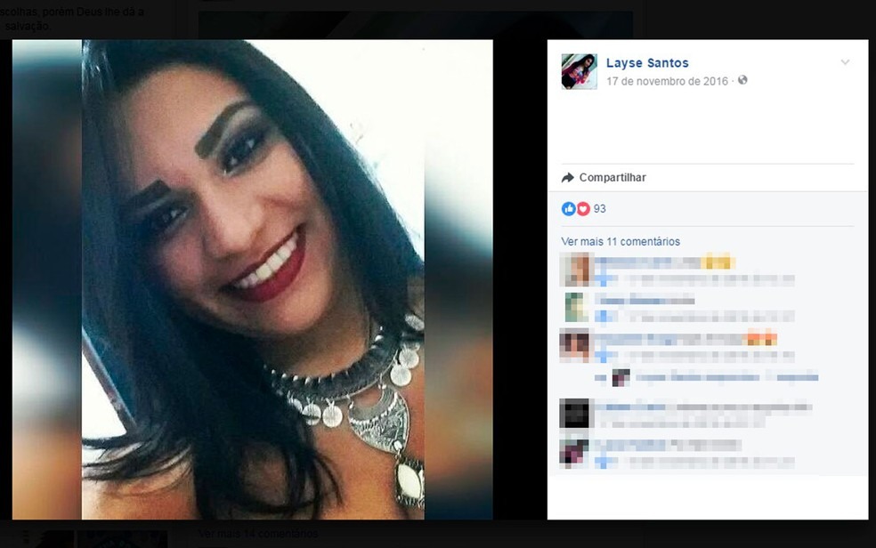 Jovem de 20 anos morreu após ser baleada, na noite de terça-feira (20) (Foto: Reprodução/ Facebook)