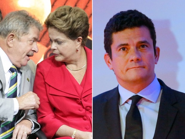 O ex-presidente Luiz Inácio Lula da Silva, a presidente Dilma Rousseff e o juiz federal Sergio Moro (Foto: Daniel Teixeira/Estadão Conteúdo/Arquivo; Gisele Pimenta/Framephoto/Estadão Conteúdo)