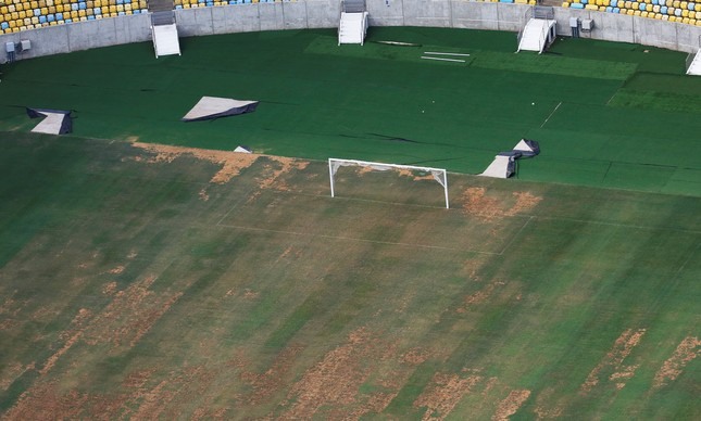 O gramado do estádio do Maracanã. Estádio vem sofrendo com roubos