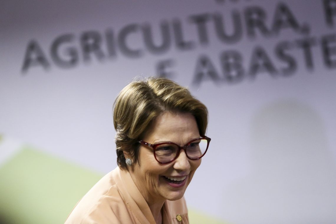 A nova ministra da Agricultura, Tereza Cristina, assume o cargo, faz pronunciamento e dÃ¡ posse aos novos secretÃ¡rios da pasta.