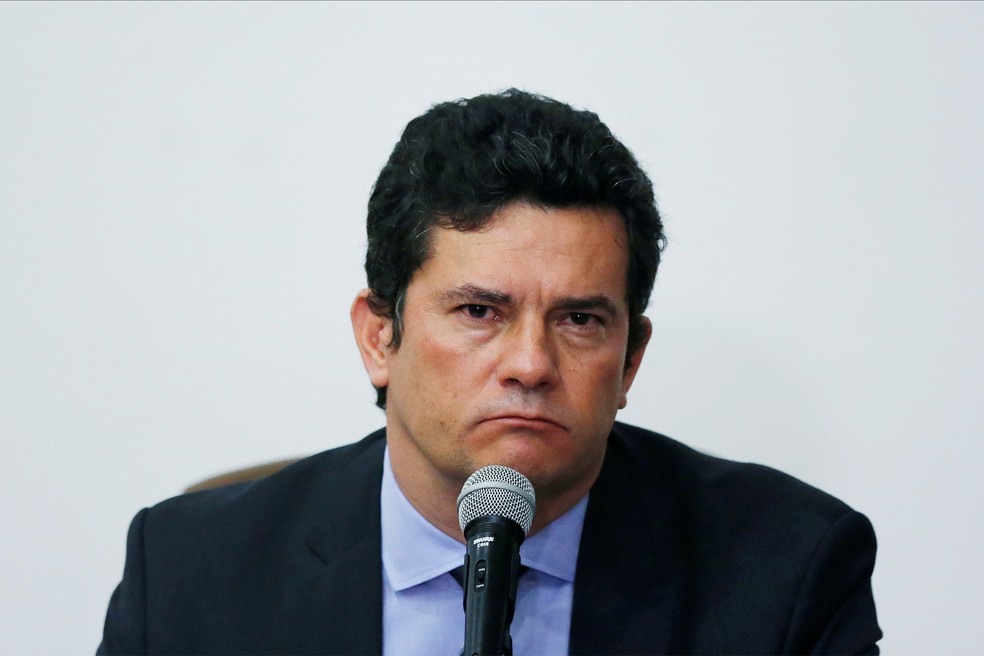 Ex-juiz Sergio Moro durante anúncio da saída do Ministério da Justiça, na sexta-feira (24) — Foto: Ueslei Marcelino/Reuters