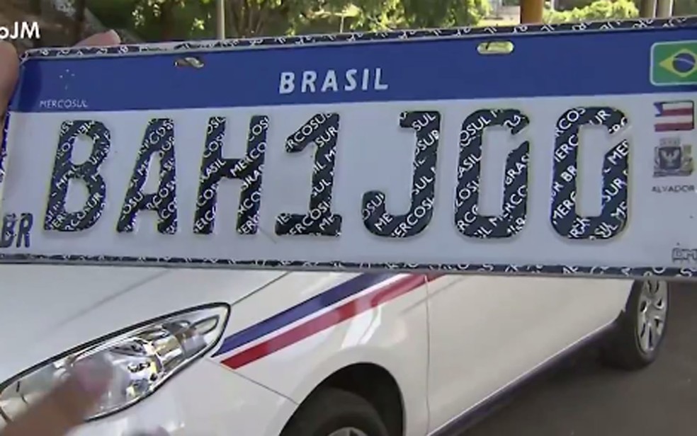 Placas padrÃ£o Mercosul serÃ£o instaladas na Bahia a partir dessa quarta-feira, dia 26 â?? Foto: ReproduÃ§Ã£o/TV Bahia