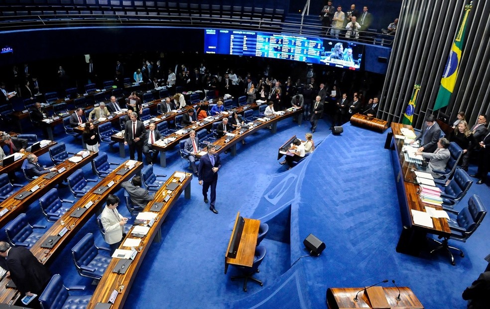 Senadores reunidos em plenÃ¡rio durante a sessÃ£o desta terÃ§a-feira (29) (Foto: Waldemir Barreto/AgÃªncia Senado)