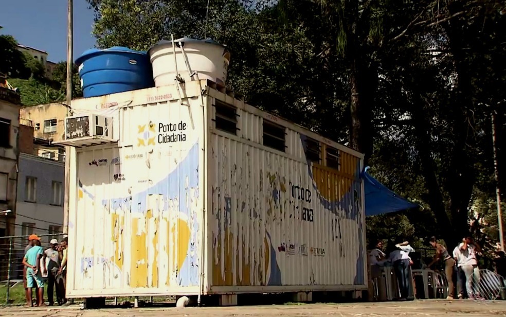 Contêiner onde funcionava o projeto Ponto de Cidadania (Foto: Imagem/TV Bahia)