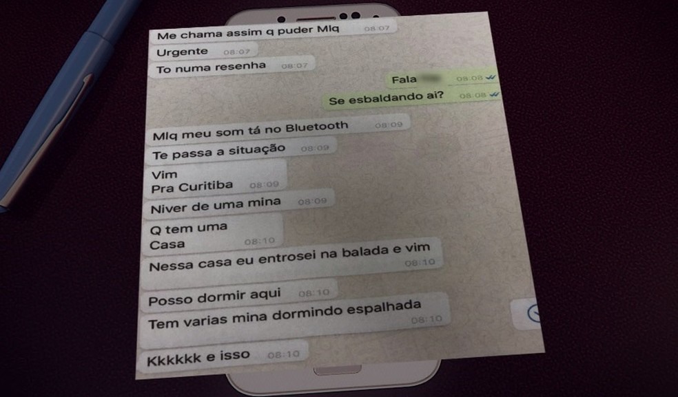 Daniel trocou mensagens com amigo antes do crime. â?? Foto: ReproduÃ§Ã£o/RPC