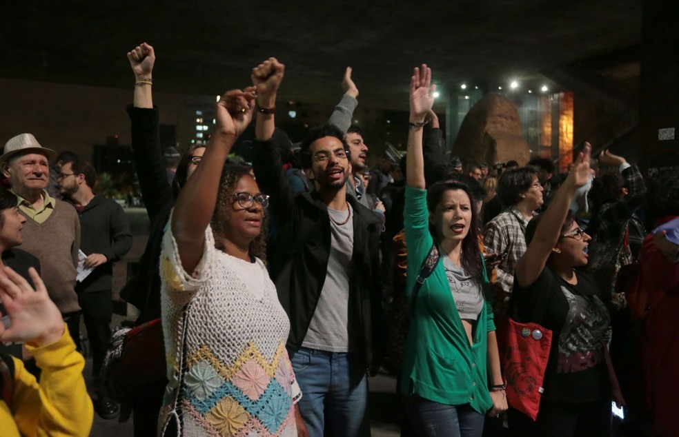 Manifestantes na Avenida Paulista pedem saída de Temer (Foto: Alex Silva/Estadão Conteúdo)