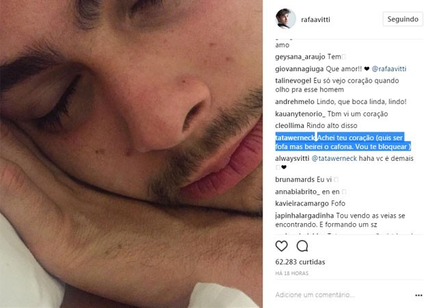 Tatá Werneck comenta em post de rafael Vitti (Foto: Reprodução)