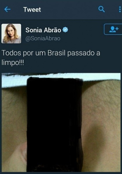 A imagem foi deletada por Sônia Abrão logo depois de publicada (Foto: Reprodução). 