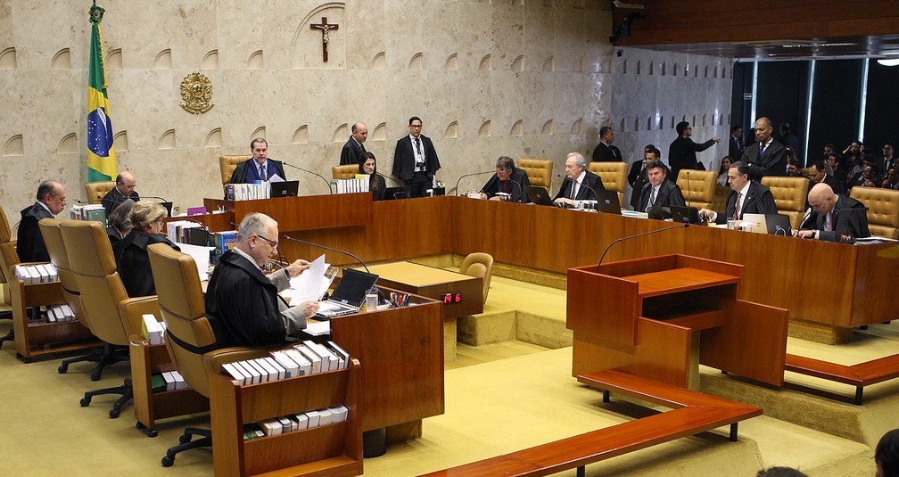 Ministros do STF durante a sessÃ£o do Ãºltimo dia 22 que comeÃ§ou a julgar a validade do decreto natalino do presidente Michel Temer â?? Foto: Nelson Jr./SCO/STF