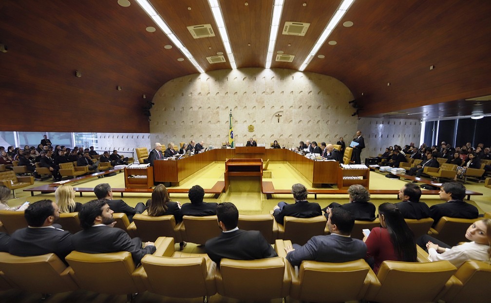 Plenário do Supremo Tribunal Federal durante julgamento sobre prisão após condenação em segunda instância — Foto: Rosinei Coutinho / SCO / STF