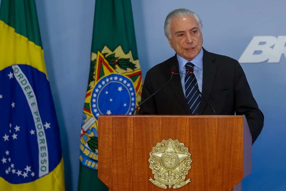 O presidente Michel Temer durante o pronunciamento, nesta sexta (24), em que anunciou uso das ForÃ§as Armadas contra bloqueio de rodovias (Foto: Cesar ItiberÃª/PR)