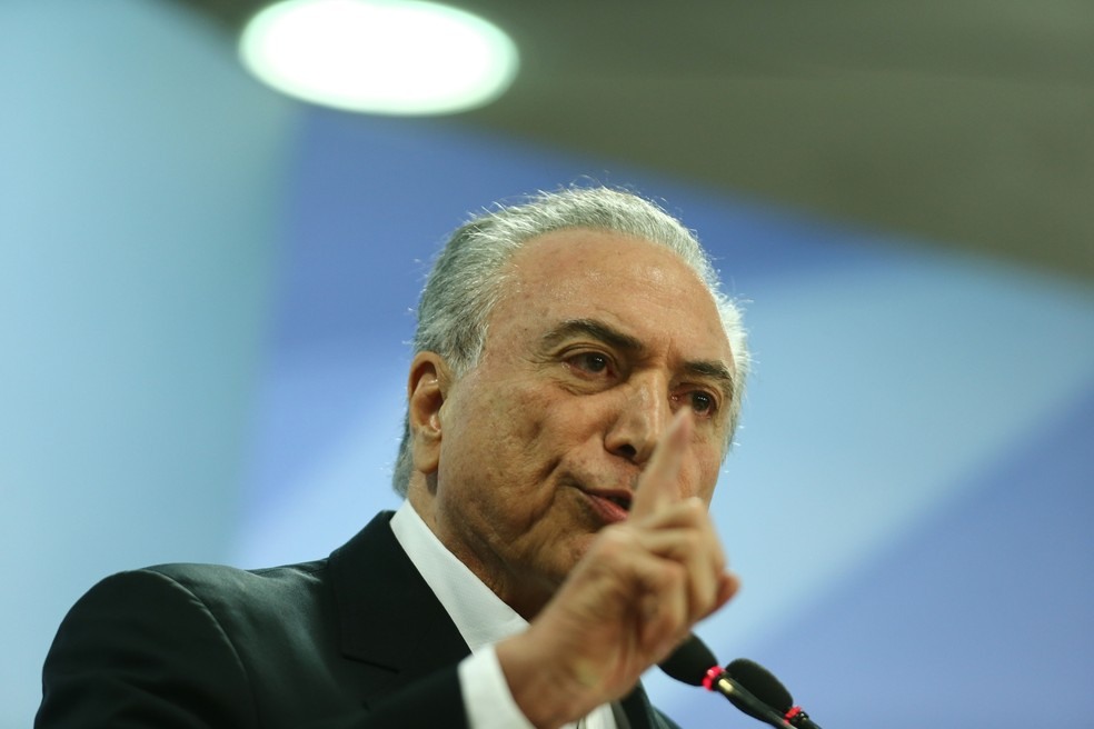 O presidente da República, Michel Temer, durante pronunciamento no Palácio do Planalto, em maio (Foto: Wilton Junior/Estadão Conteúdo)