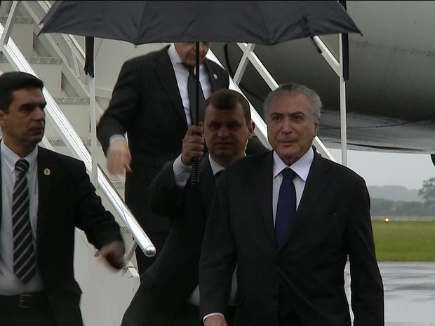 Temer está em Chapecó para cerimônia em aeroporto (Foto: Reprodução/TV Globo)