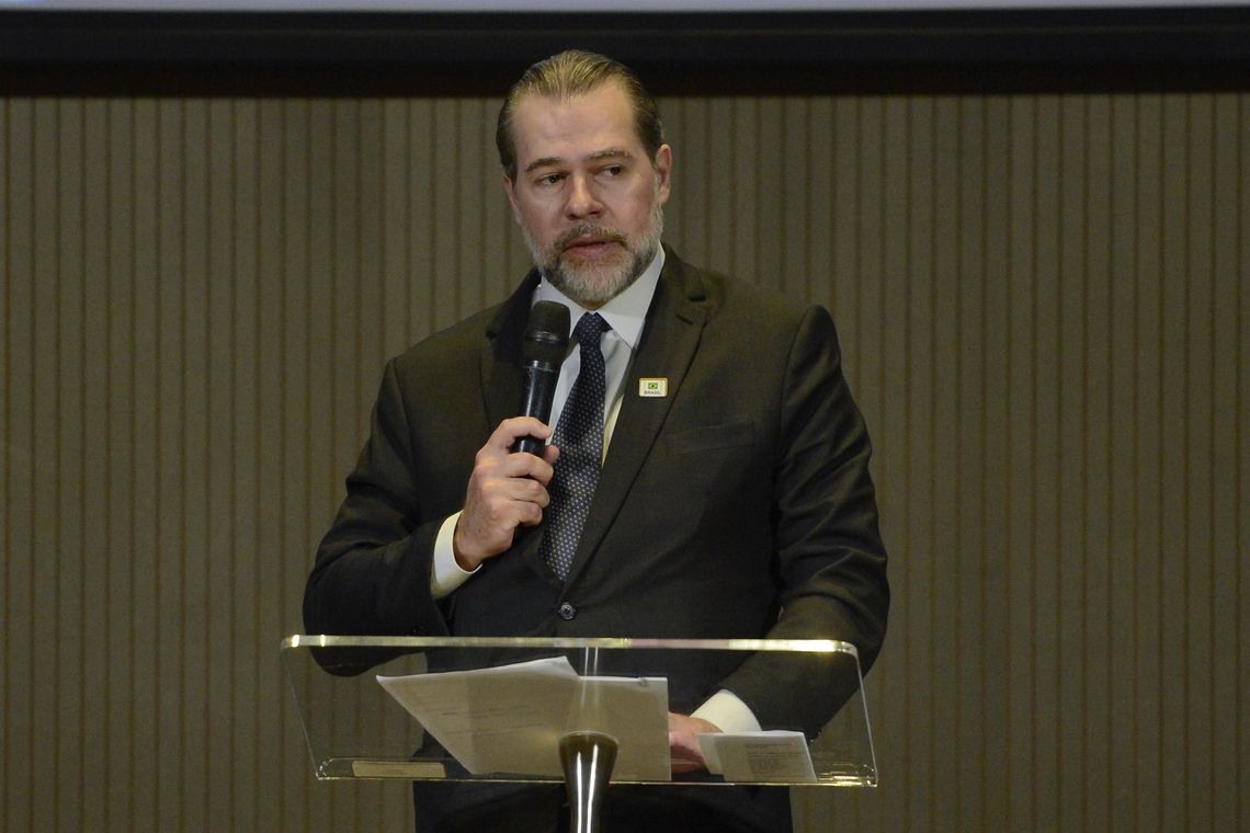 O presidente do Supremo Tribunal Federal (STF), Dias Toffoli, fala durante almoÃ§o de Encontro do Conselho Interdenominacional de Ministros EvangÃ©licos do Brasil.