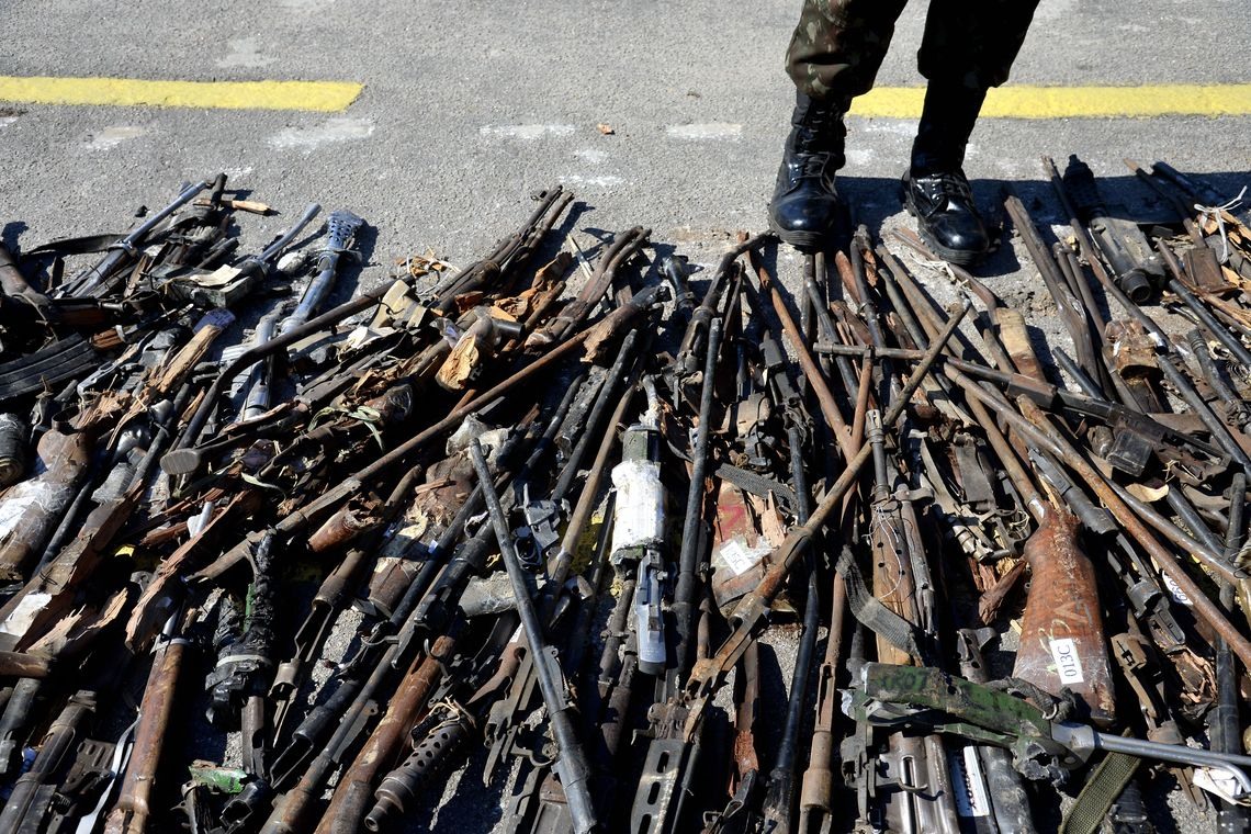 8.549 armas obsoletas e sem condiÃ§Ãµes de uso na atividade policial sÃ£o destruÃ­das como parte das aÃ§Ãµes estruturantes conduzidas pelo Gabinete de IntervenÃ§Ã£o Federal, no BatalhÃ£o de ManutenÃ§Ã£o e Suprimento de Armas do ExÃ©rcito, na Vila Militar,