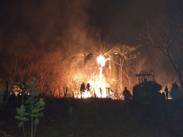 Fogo começou ainda na terça (11) e alguns focos persistem nesta quinta-feira (13) (Foto: Defesa Civil/ Divulgação)