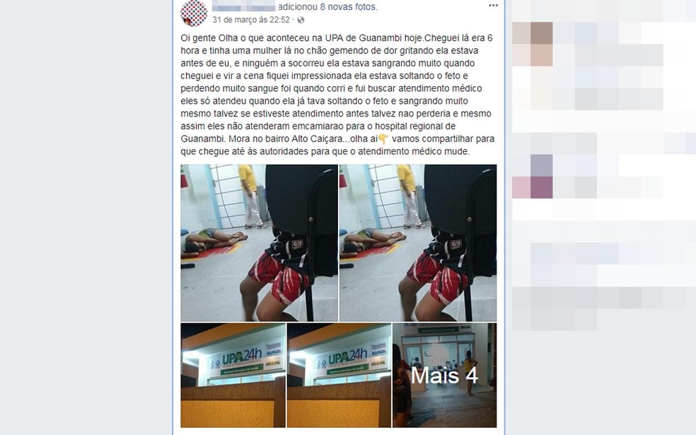 Internauta fez relato por meio de rede social para denunciar situaÃ§Ã£o (Foto: ReproduÃ§Ã£o/ Facebook)